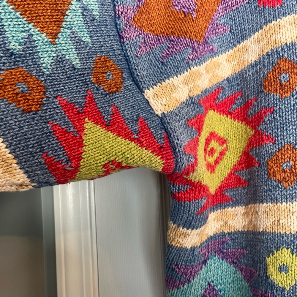 Structure Multicolor Geometric Sweater Aztec Print Heavy Blue - Picture 9 of 12